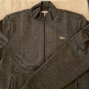 Men’s Lacoste grey/black hoodless sweater/sweatshirt size Large